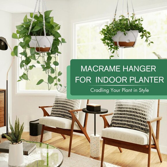 Set of 2-10 Inch Hanging Planters for Indoor Plants with Self-Watering Includes - Picture 4 of 8